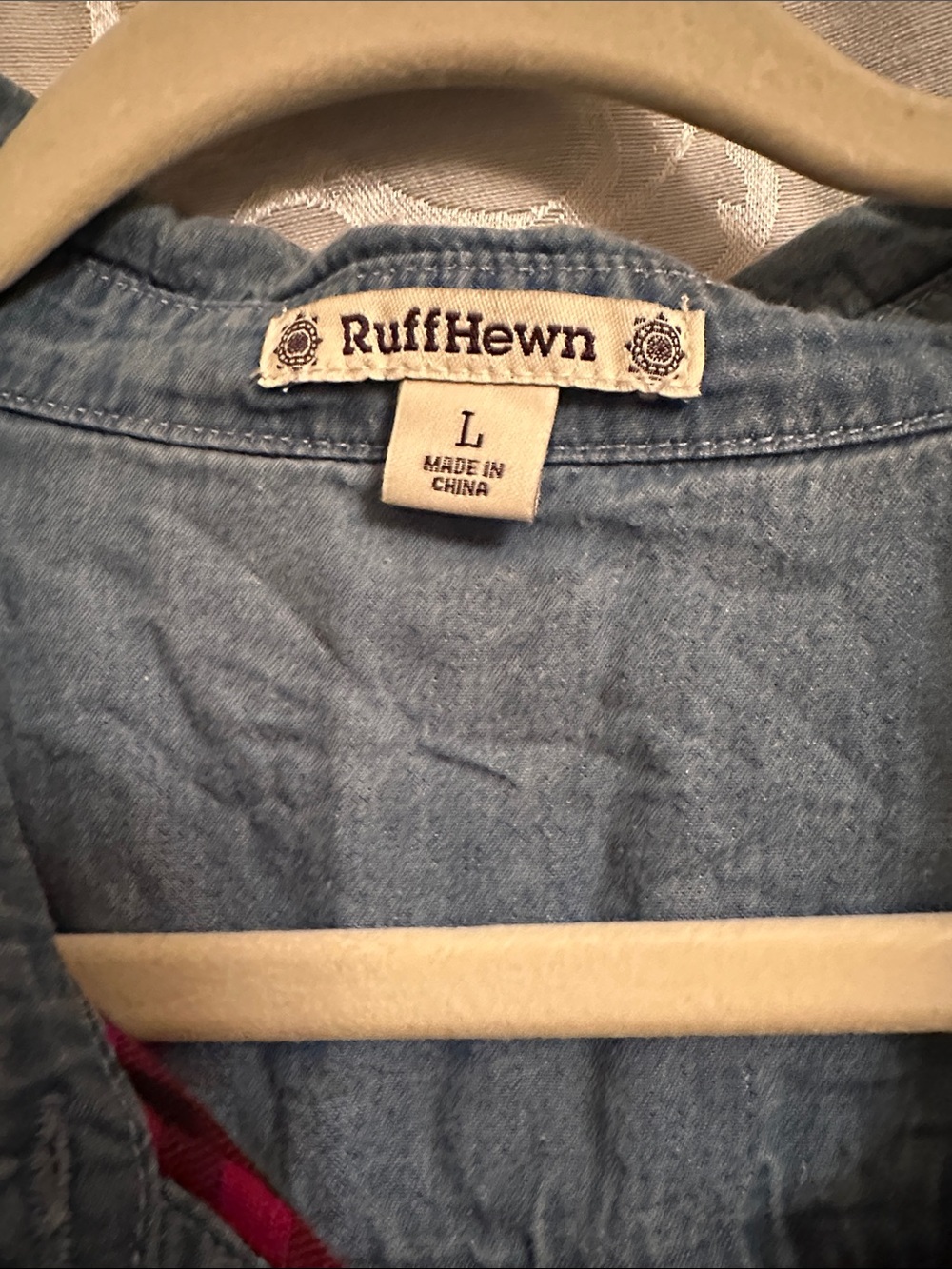 Ruff Hewn Red Plaid Button-Up Shirt with Denim Yoke - Picture 2 of 7